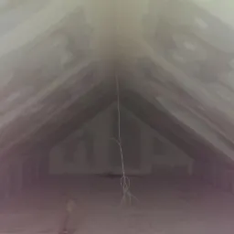 Poddasze po szpachlowaniu w Łańcucie. Widoczne ściany i skośny sufit pokryte szpachlą, przygotowane do dalszych prac wykończeniowych.