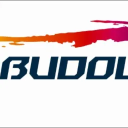 Logo firmy TA2BUDOWA z sylwetką malarza natryskowego i tancerki, gradient kolorów od zieleni do fioletu.