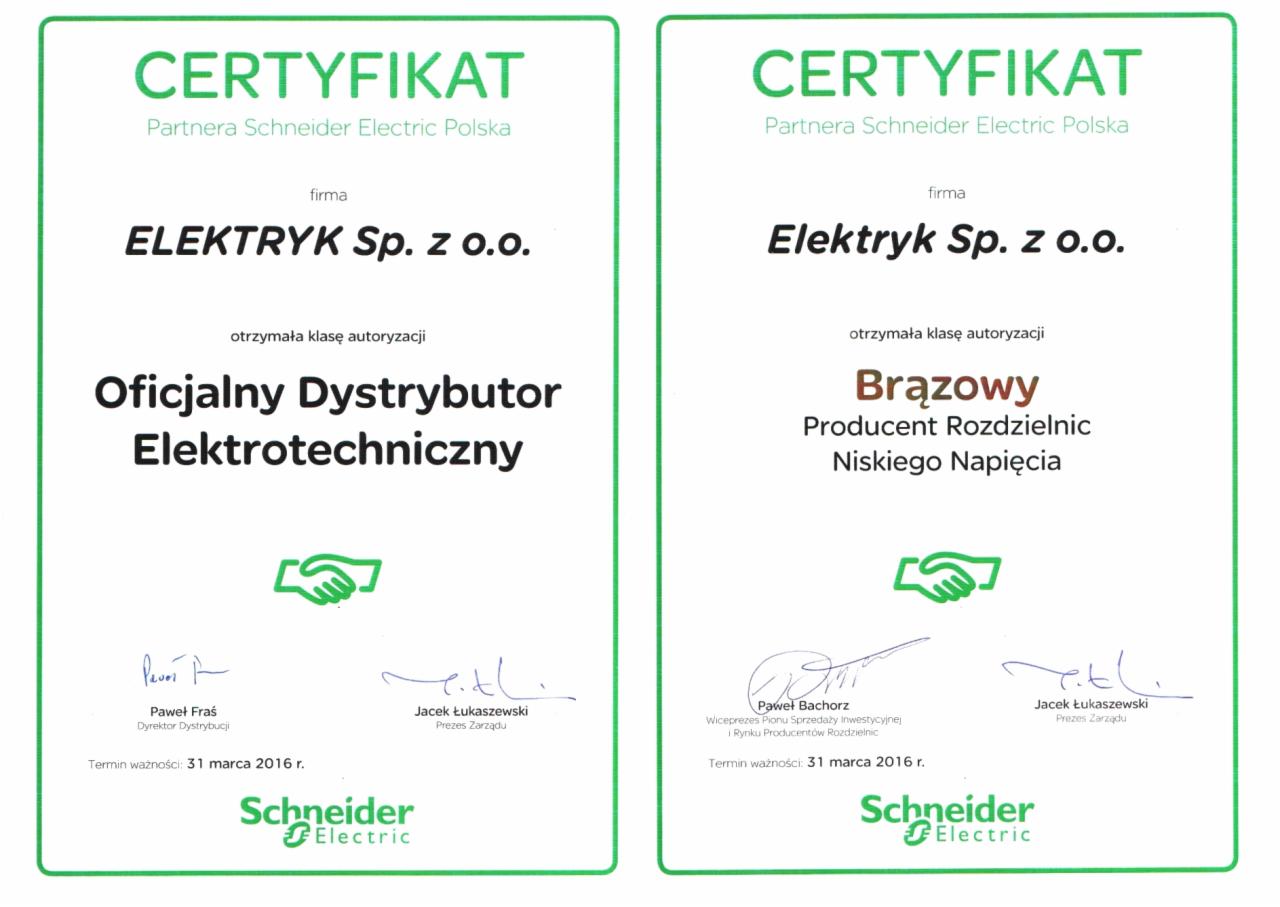 Certyfikaty Schneider Electric