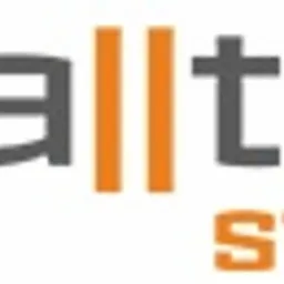 Logo firmy Walltra Steel. Szary napis 'Walltra' z pomarańczowymi pionowymi liniami. Poniżej pomarańczowy napis 'steel'.