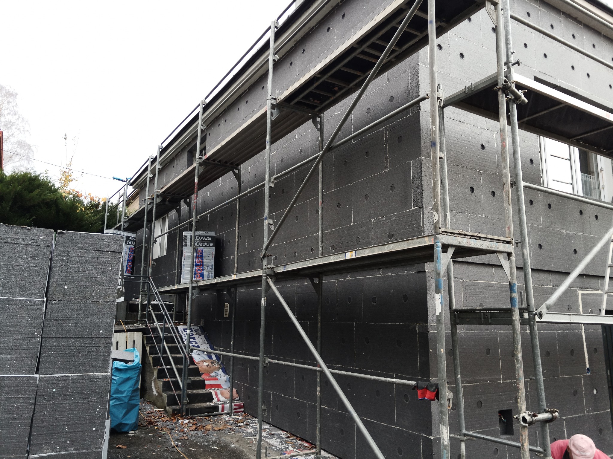 Elewacja budynku, styropian grafit