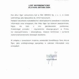 Referencje PAK SERWIS Sp. z o.o.