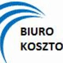Logo biura kosztorysowego MD z niebieskim symbolem graficznym i napisem 'BIURO KOSZTORYSOWE' w czerni. Prosta, czytelna identyfikacja wizualna firmy.