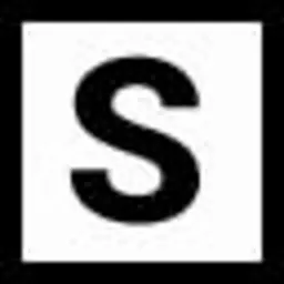 Duża, czarna litera 'S' na białym tle, otoczona czarną ramką. Minimalistyczny design.