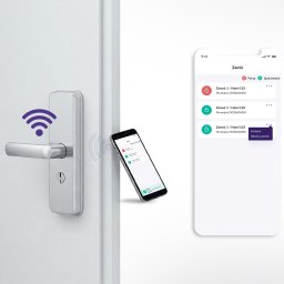 Lemon Concept - Inteligentny zamek z panelem dotykowym, sparowany ze smartfonem. Prezentacja aplikacji mobilnej do zarządzania zamkami 'keyHouse serwisant'.