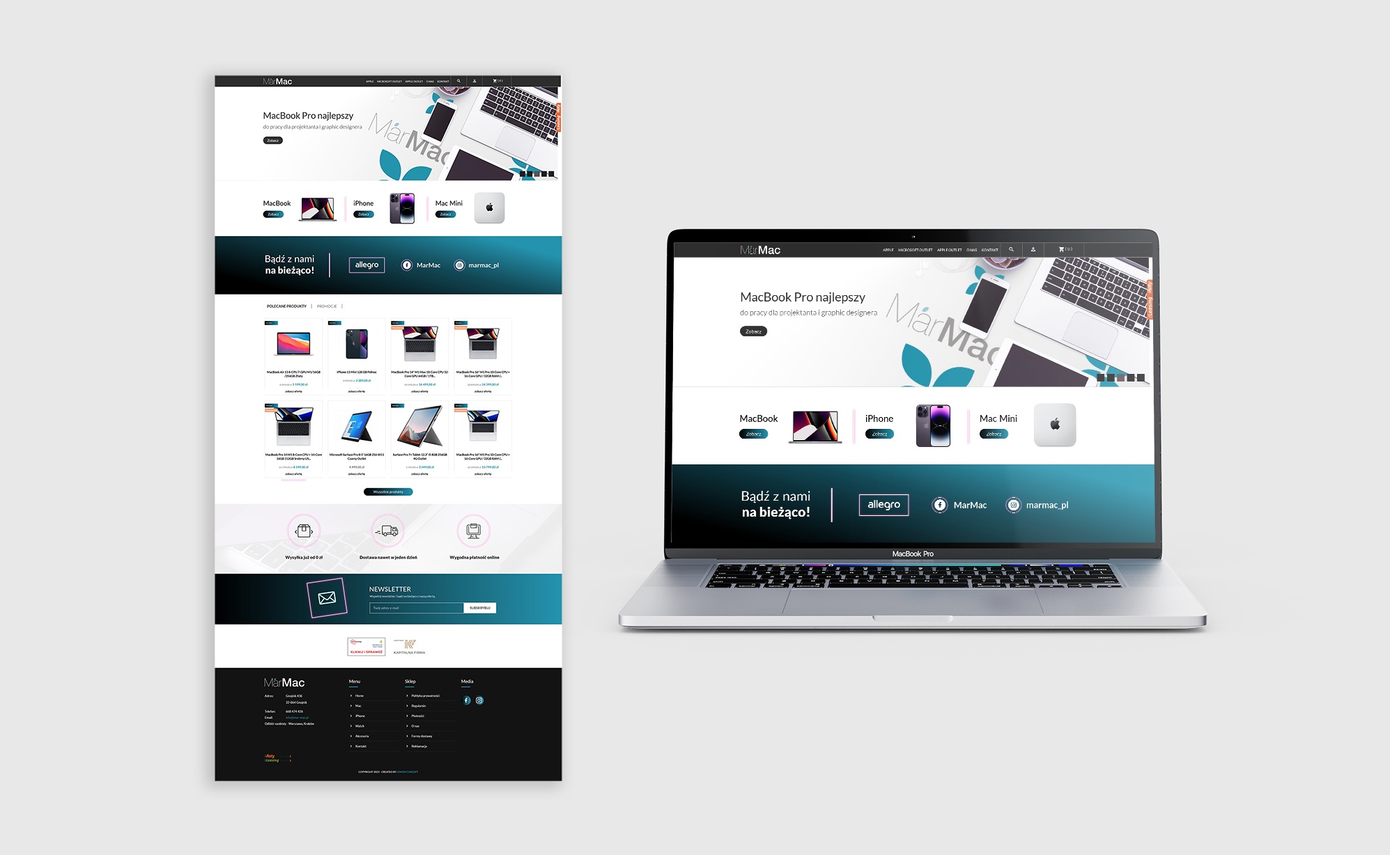 Presta Shop, sklep internetowy, produkty Apple, integracja z allegro, płatności online, realizacja: Lemon Concept