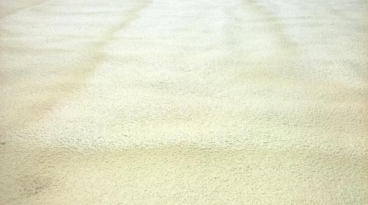 Jasna, równomierna warstwa izolacji natryskowej, pokrywająca powierzchnię. Widoczna delikatna struktura pianki, gładka i jednolita.