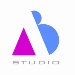 Logo firmy: Stylizowany niebieski półokrąg z fioletowym trójkątem, przecięte białym pasem, z szarym napisem 'STUDIO' poniżej.