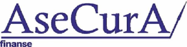 Logo firmy AseCura z napisem 'finanse' poniżej, wszystko w kolorze granatowym na białym tle.