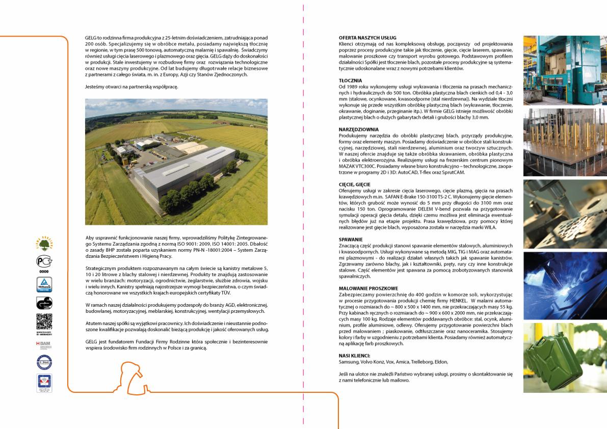 Fabryka GELG z bliska, produkująca kanistry metalowe i świadcząca usługi obróbki metalu: tłoczenie, cięcie laserem, spawanie i malowanie proszkowe.