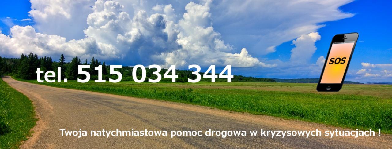 Pomoc drogowa: polna droga, numer telefonu i telefon z SOS na tle nieba. Twoja natychmiastowa pomoc w kryzysowych sytuacjach!