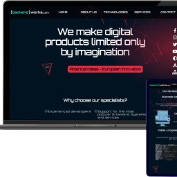 "BackendWorks":
Strona promująca działalność firmy informatycznej zajmującej się programowaniem.
Celem strony jest promowanie polskiej (europejskiej) branży IT (polskich/ europejskich
specjalistów) w Ameryce.