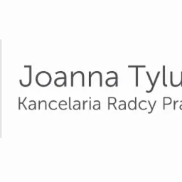 Logo Kancelarii Radcy Prawnego Joanna Tylus z inicjałami 'jt' w kolorze turkusowym i czerwonym, umieszczonymi po lewej stronie nazwy kancelarii.