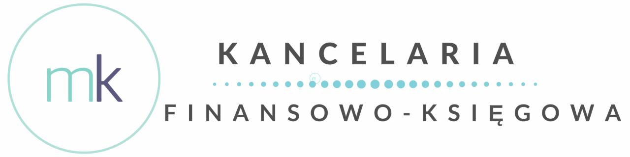 Logo Kancelarii Finansowo-Księgowej z inicjałami 'mk' w okręgu i napisem 'Kancelaria Finansowo-Księgowa' w stonowanej kolorystyce.