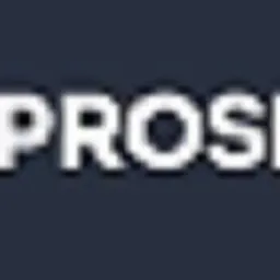 Logo firmy Prospekt z symbolem postaci w czerwonym herbie. Nazwa firmy napisana pogrubioną czcionką po prawej stronie herbu na ciemnym tle.