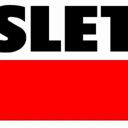 Czarno-czerwone logo SLET na białym tle, z czarnym napisem nad czerwonym prostokątem. Minimalistyczny design.
