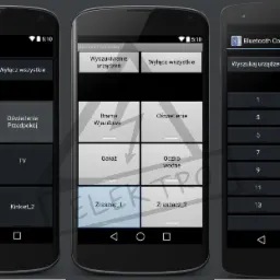 Aplikacja Bluetooth Controller na smartfonie. Sterowanie oświetleniem ganku, salonu, bramy wjazdowej, garażu i innymi urządzeniami w domu. Automatyka domowa.