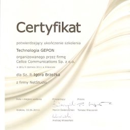 Certyfikat Optyka CELLO