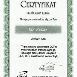 Certyfikat CCTV