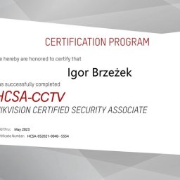 Certyfikat HikVision 