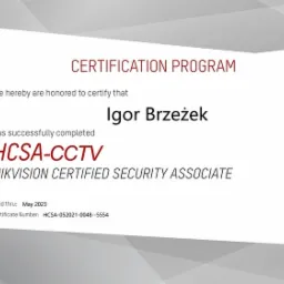 Certyfikat HikVision
