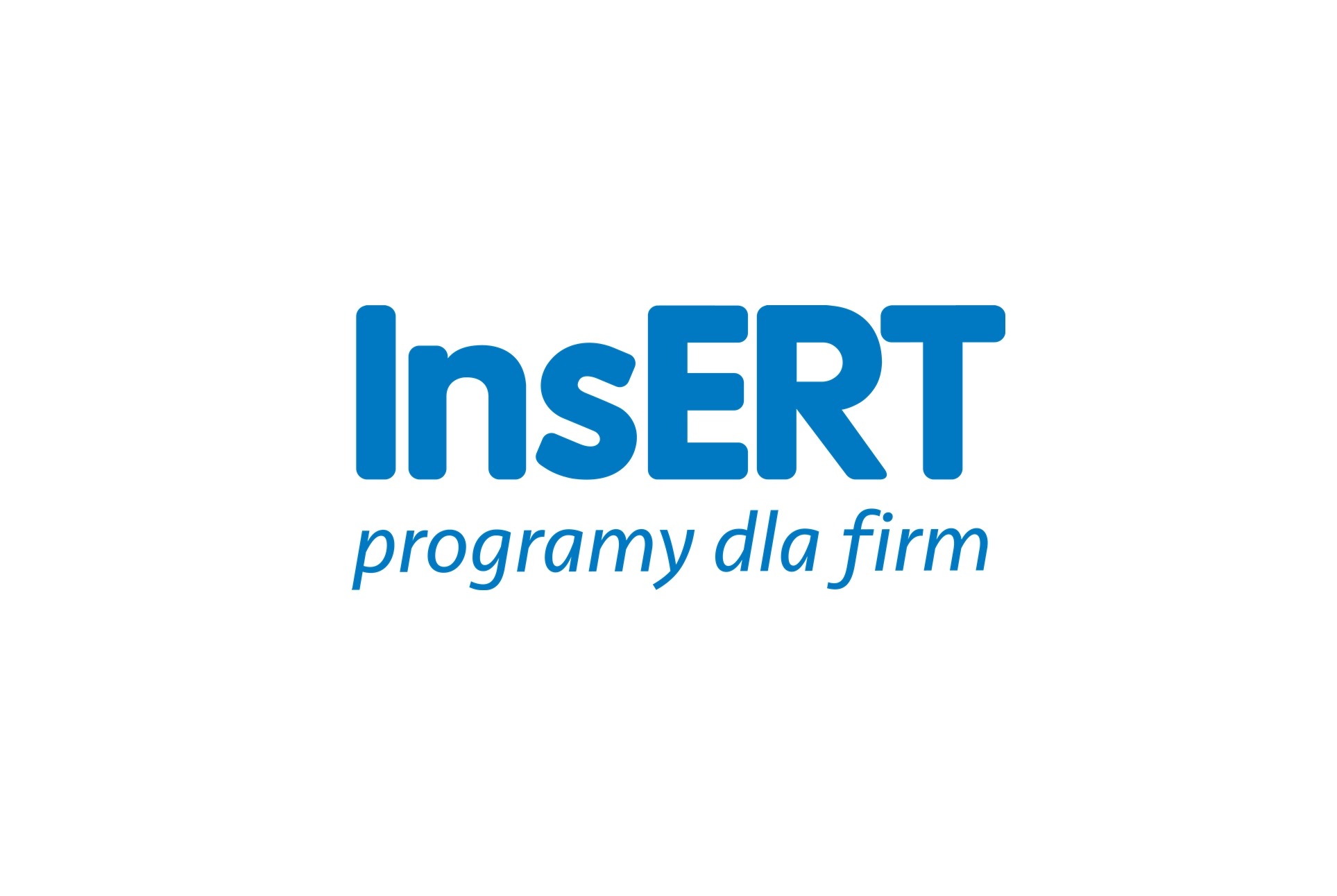 Niebieskie logo Insert z napisem 'programy dla firm' na białym tle.