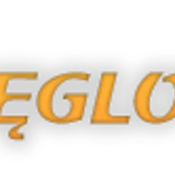 Żółto-czarne logo firmy Węglotrans z wózkiem wypełnionym węglem, stylizowane na dynamiczne, z efektem rozmycia ruchu.