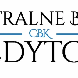Logo firmy 'Centralne Biuro Kredytowe CBK' z niebieską linią nad słowem 'Kredytowe', czcionka szeryfowa, czarne litery na białym tle.