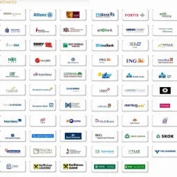 Partnerzy finansowi w Lublinie: Zestawienie logotypów banków, firm leasingowych i ubezpieczeniowych, tworzących sieć partnerską.