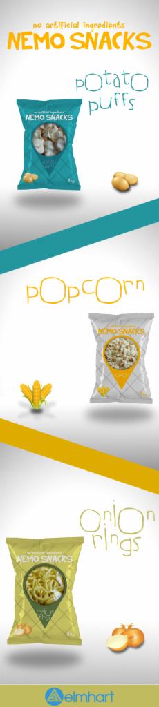 Nemo Snacks - projekt opakowań