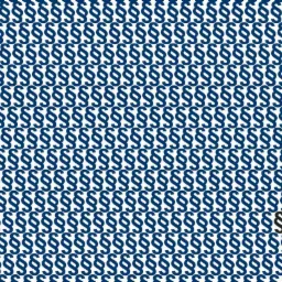 Powtarzający się wzór paragrafów w kolorze granatowym na białym tle z jednym paragrafem w kolorze czarnym w dolnej części.