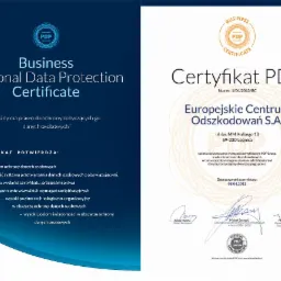 Europejskie Centrum Odszkodowań Certyfikat