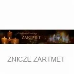 Reklama producenta zniczy Zartmet z płonącymi świecami i rozmytym tłem przedstawiającym świąteczne miasto.