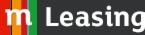 Logo firmy oferującej leasing: litera 'm' na tle czerwono-pomarańczowo-zielonych pasów, obok napis 'Leasing' na ciemnoszarym tle.