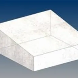 Trzy wizualizacje bloków materiału izolacyjnego o strukturze przypominającej spieniony polistyren, każdy pod innym kątem, ukazujące teksturę i kształt.