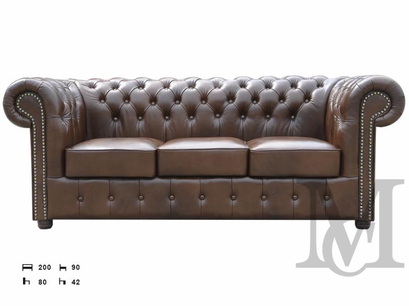 Sofa Chesterfield Classic 3 100% skóra naturalna