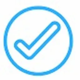 Niebieska ikona zaznaczenia w okręgu, symbolizująca akceptację lub potwierdzenie.