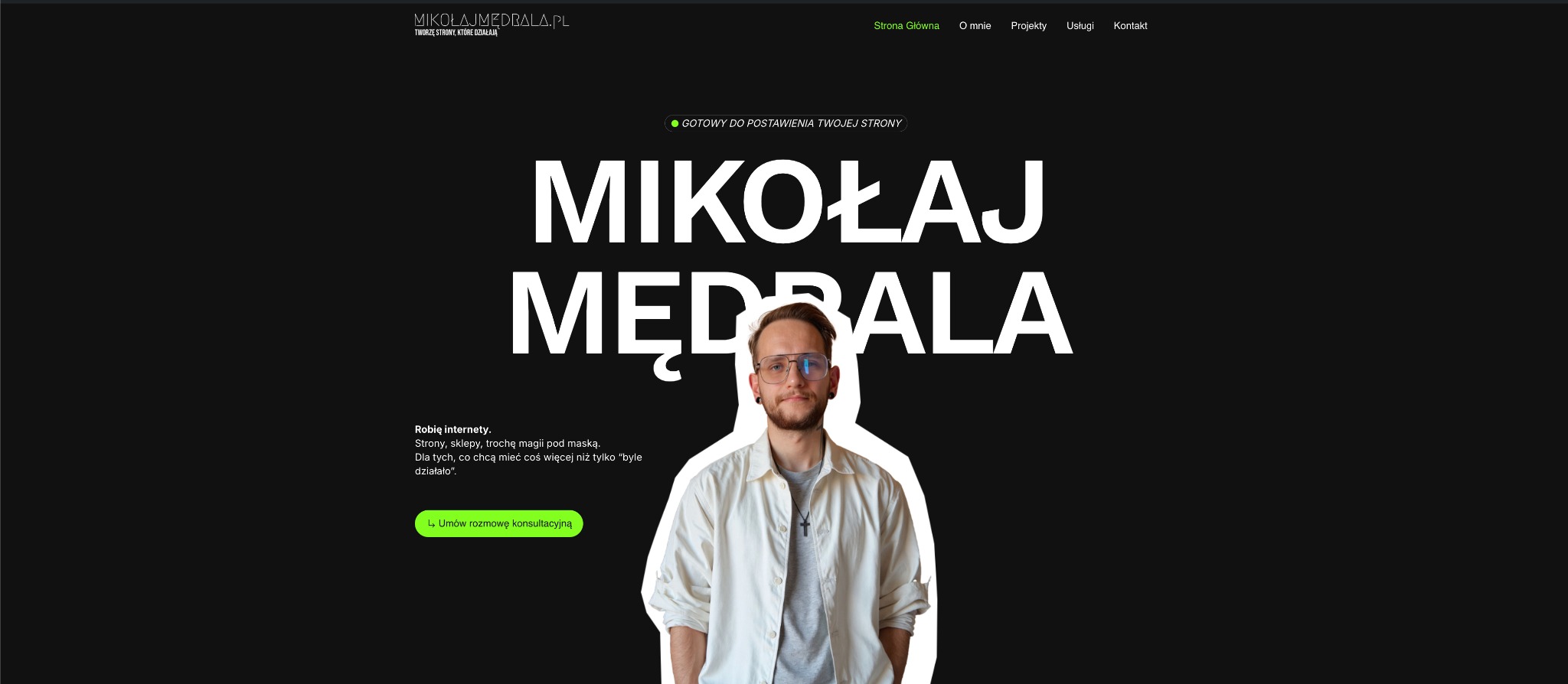 Moja strona internetowa, służąca jako wizytówka mojej działalności.