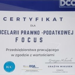 Certyfikat DCC dla firmy pracującej w zgodzie z wartościami.