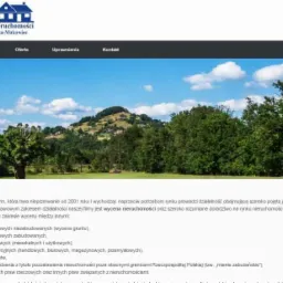 Strona internetowa firmy Biuro Obsługi Nieruchomości Barbara Gołębiowska-Makowiec z widocznym logo, menu nawigacyjnym i zdjęciem krajobrazu z pagórkami w tle.