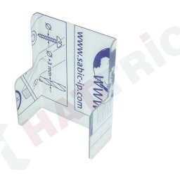 Hat-Trick Janusz Płonka - Przezroczysta, plastikowa naklejka z instrukcją montażu, widoczne schematy wiercenia i wkręcania, logo i adres strony internetowej. Naklejka w kształcie litery U.