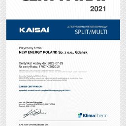 Certyfikat KAISAI SPLIT/MULTI