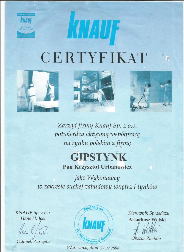 Certyfikat Knauf