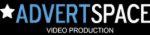 Logo firmy AdvertSpace Video Production z białą gwiazdą i gradientem niebieskiego tła.