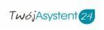 Logo firmy 'TwójAsystent24' w kolorze turkusowym na białym tle. Nazwa pisana ozdobną czcionką.
