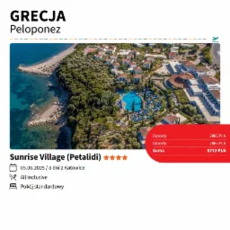 Oferta wakacyjna: Grecja, Peloponez, Sunrise Village (Petalidi). All Inclusive, pokój standardowy, termin 05.06.2025, 8 dni z Katowic. Widok z lotu ptaka na resort.