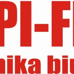Czerwone logo 'COPI-FLEX Technika biurowa' na białym tle. Duże, pogrubione litery. Napis wskazuje na usługi związane z techniką biurową.