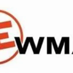 Logo firmy EWMA z symbolem wtyczki elektrycznej w pomarańczowym okręgu, obok czarny napis EWMA.