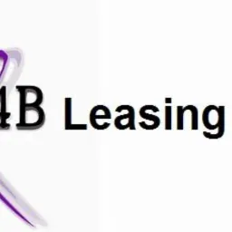 Logo firmy F4B Leasing Broker z abstrakcyjnym symbolem w kolorze fioletowym po lewej stronie.