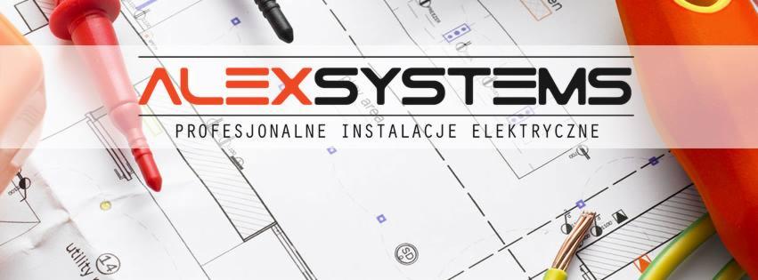 Plan instalacji elektrycznej z sondami mierniczymi i kablem, logo firmy Alexsystems. Profesjonalne instalacje elektryczne.